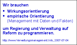 Wir brauchen ... für eine Reform